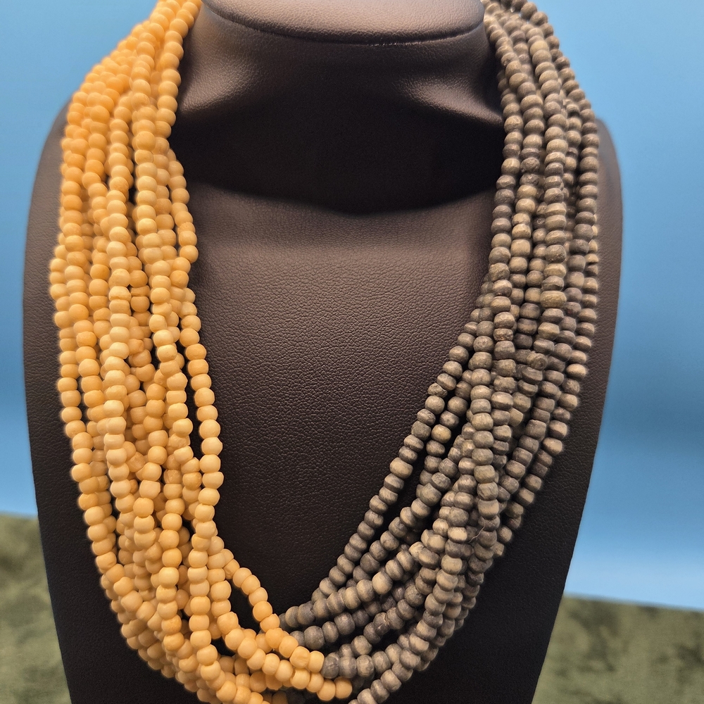 Vintage Multi Strand Wooden Beaded Necklace